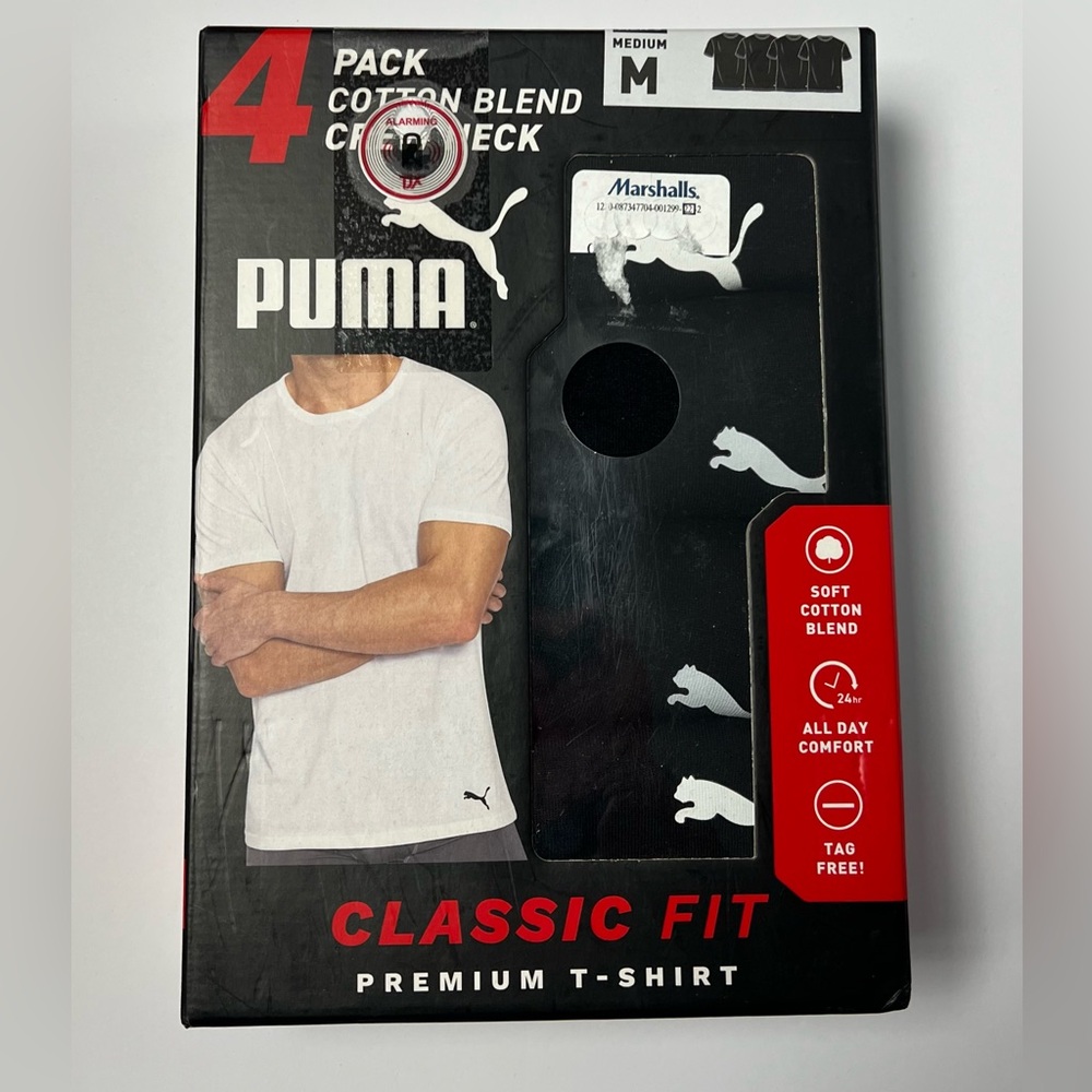 PUMA Crewneck T-Shirts 4 Pack Men’s M Cotton / Poly Classic Fit Undershirt